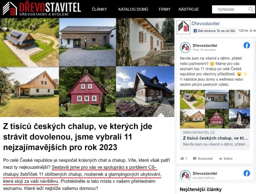 Devostavitel pedstavuje TOP chalupy www.CS-CHALUPY.cz